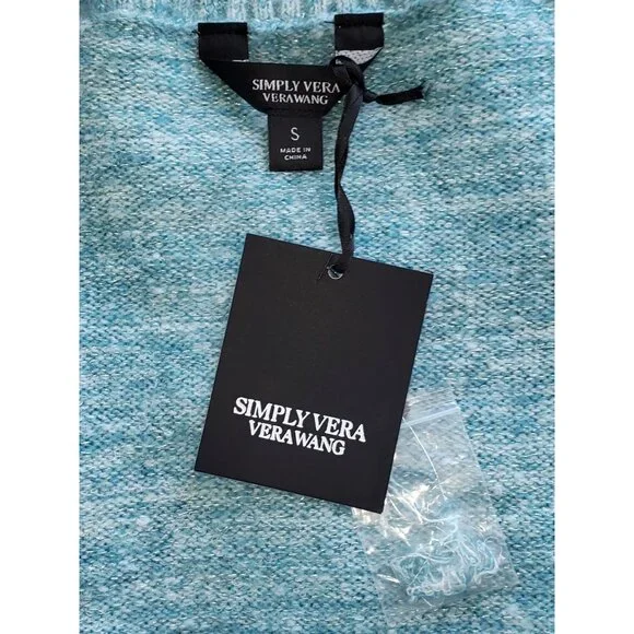 NWT Women's Simply Vera Vera Wang Oversized Asymmetrical Cable Sweater Sz S 1283 - Picture 6 of 9